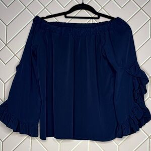 Elegant Navy Off-Shoulder Top Medium